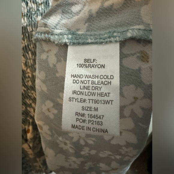 Flawless Floral Blue Smocked Long Sleeve Blouse - Picture 5 of 6